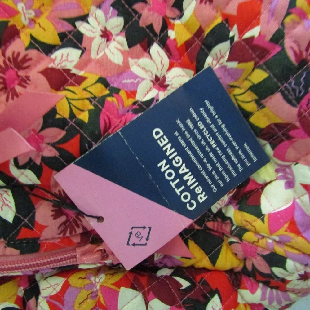 New NWT VERA BRADLEY Large Colorful Floral Pattern BACKPACK Orange Pink Black